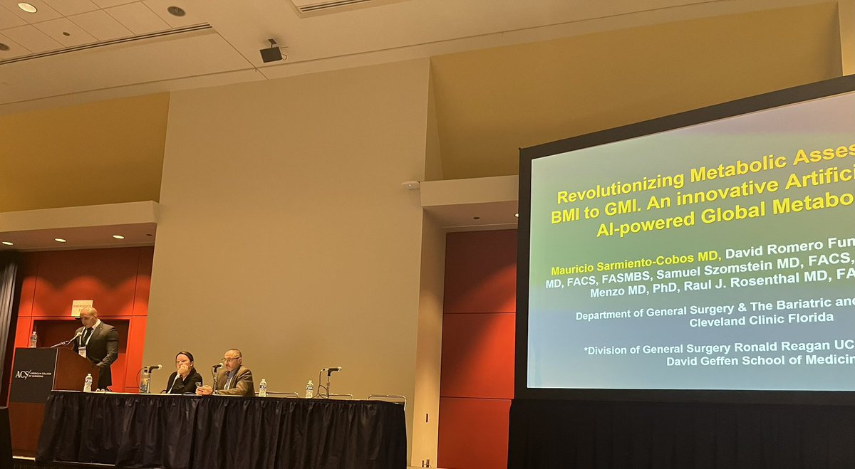 MauriSarCobos's tweet photo. Honored to present our Al-powered Global Metabolic Index (GMI) at #ACSCC2025. Merging Innovation, Science, and Surgery for better outcomes. #Innovation @AmCollSurgeons @SWexner @RaulRosenthalMD @YANKEEDOC44 @CleveClinicFL https://t.co/BOSlXEJK1V