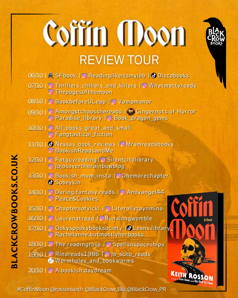 📢Blog Tour Klaxon📢

'Coffin Moon' by Keith Rosson is one of the darkest and most challenging vampire books you are going to read, but it is done so well.

Out 9th Oct

My <a href="/sfbook/">Ant</a> review: sfbook.com/coffin-moon.htm

Thank you <a href="/BlackCrow_Bks/">BlackCrow_Bks</a> <a href="/MyBookishLife/">Stephen Haskins</a> <a href="/BlackCrow_PR/">Black Crow</a>