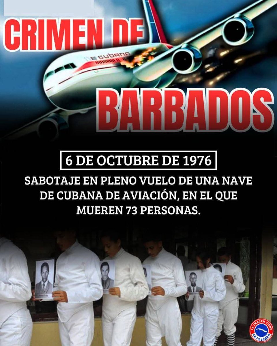 En las profundidades del Caribe, frente a las costas de Barbados, yace el silencio roto de un avión Douglas DC-8, que realizaba el vuelo CU-455 de Cubana.
 #NoAlTerrorismo
#DGEMCiegodeAvila
