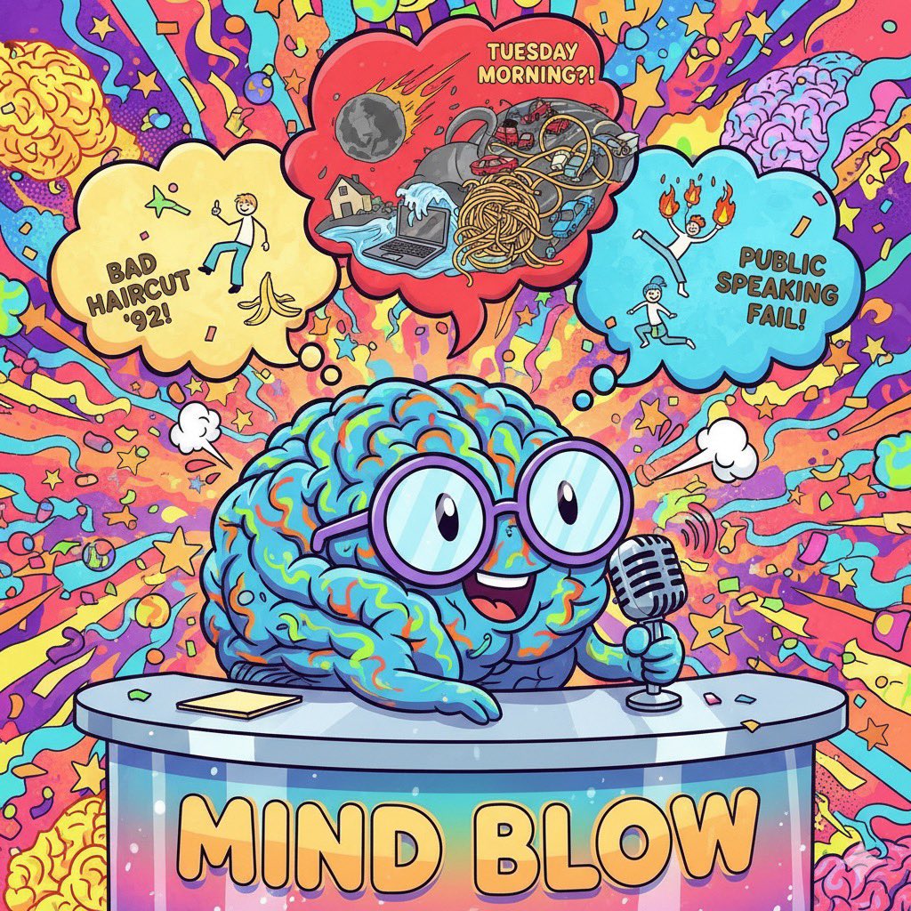 nursehannah24's tweet image. Your mind is a 24/7 talk show host 🎤
It reruns the same embarrassing memory from 2012 while simultaneously predicting every possible disaster of tomorrow. Ratings are… high.
#Overthinking #MindChaos #RelatableThoughts #MentalHealthHumor #ThoughtsOfTheDay