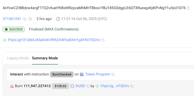dusdSol's tweet photo. Burn(s)🔥 Of The Day: $DUSD

OH BABY A TRIPPLE !!! https://t.co/A9JchHdgHk