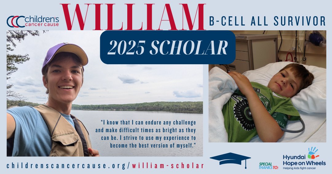 “I remember just wanting to feel like a normal kid," said William, one of our 2025 College Scholars and survivor of B-cell Acute Lymphoblastic Leukemia. 

William's story: childrenscancercause.org/william-scholar