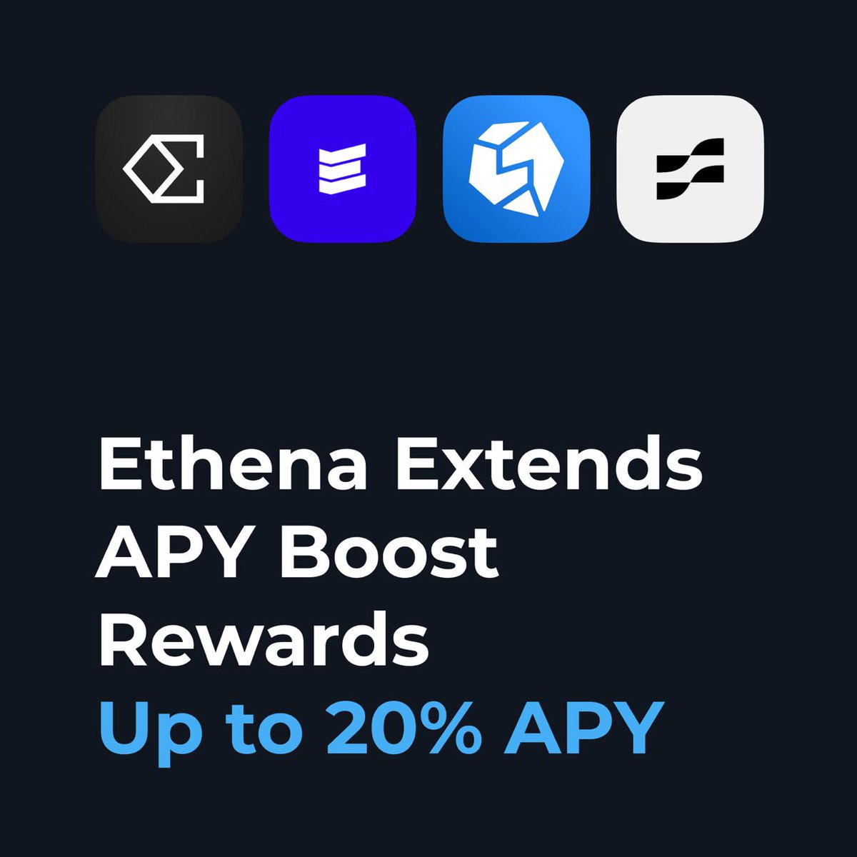 tonkeeper's tweet image. 💫 @ethena_labs USDe Boost Campaign continues on TON until October 24

Hold or deploy tsUSDe and earn up to 20% APY:
• Base yield from Ethena
• Extra 10% boost between Sept 26 and Oct 24
• Maximum of 20,000 tsUSDe eligible for the boost

📌Available through TON DeFi protocols:…