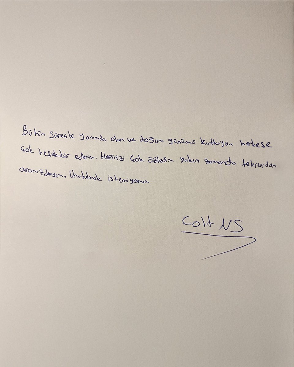 Colt bugün avukatı aracılığı ile bize ulaştırdığı bir notla unutulmak istemediğini söyledi. Doğum günün kutlu olsun Colt! Çok yakında yanımıza geri dönüp ailene kavuşman dileği ile.. 🙏🏻🕊️ #unutulmakistemiyorum #freecoltns