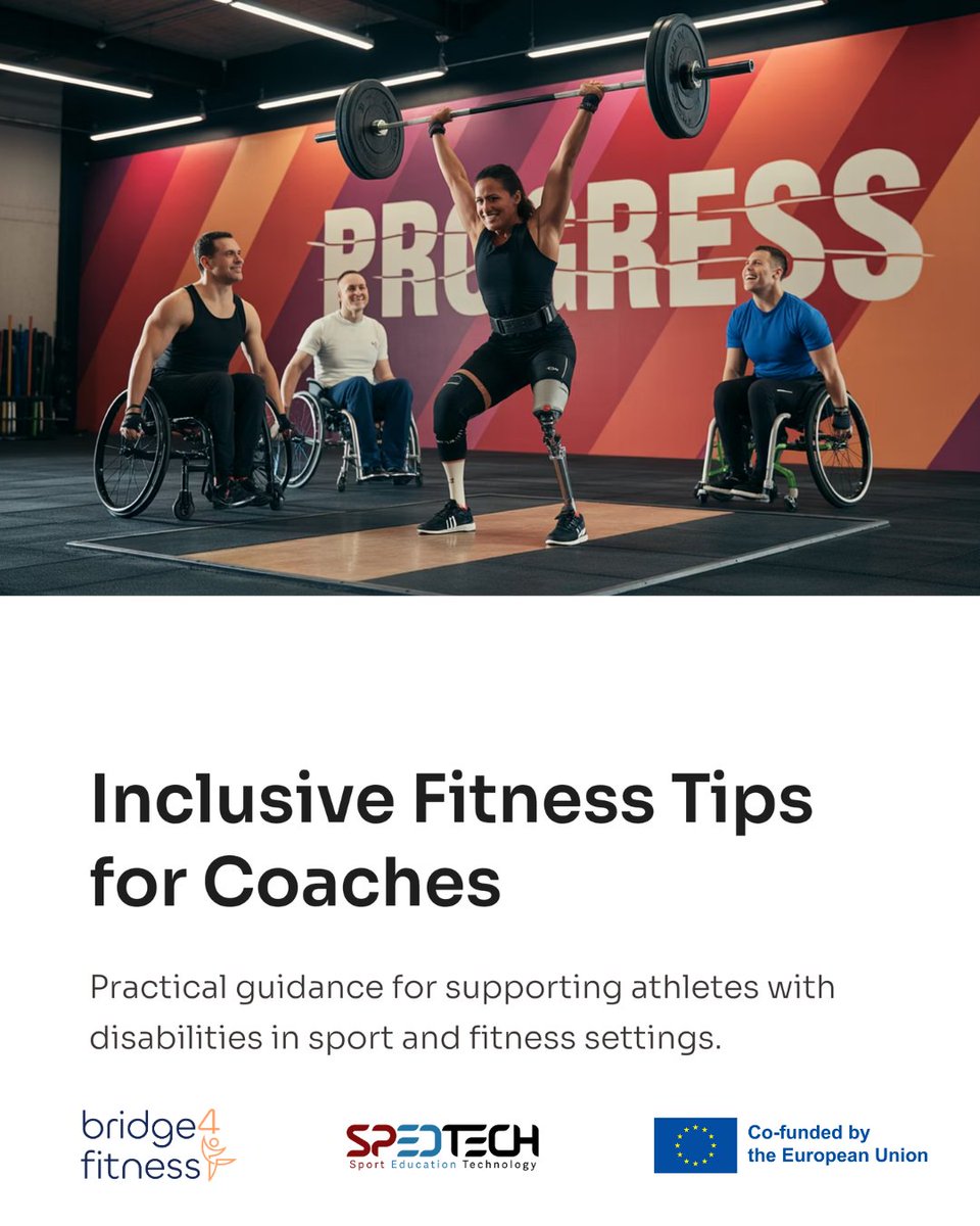 spedtecheu's tweet image. Inclusive Fitness Tips For Coaches
For more information about the project:
bridge4fitness.eu
.
.
.
#bridge4fitness #SpedTech #EU #coaches #physicaleducationteacher
#physicaltherapists #sportsvolunteers #disability #sports #ability #fitness