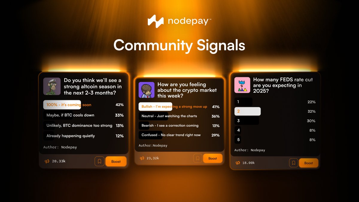 nodepay_ai's tweet photo. Over 60,000 Nodepay contributors shared insights to just these three Signals! 👇

Nodepay v2 is predictive.

Register for the waitlist and stack $NC for priority access.