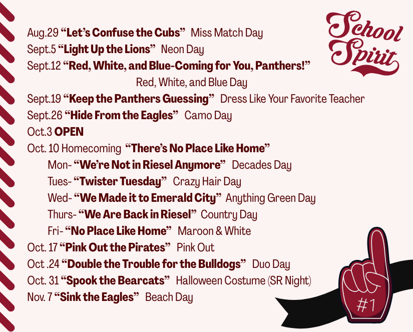 rieselisd's tweet photo. Football Spirit Dress Up Days https://t.co/CqR5chkUtR via @ParentSquare https://t.co/D8oSZoQKoV