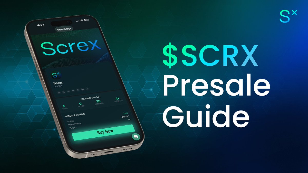 screx_com's tweet image. 📢 We’ve received a lot of questions about how the $SCRX presale works and how to buy tokens on @Gems_Launchpad.

So, we’ve prepared a simple guide that explains everything step by step. 🚀

👉 Read it here: screx.medium.com/your-complete-…

#Screx #SCRX #DeFi #Presale #Crypto #Blockchain