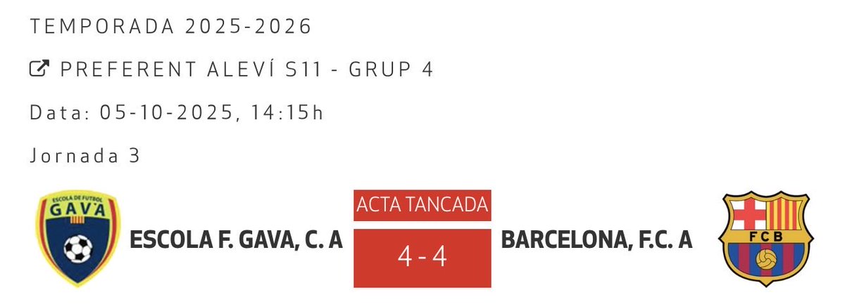 𝐀𝐋𝐄𝐕𝐈𝐍 𝐒𝟏𝟏 𝐏𝐑𝐄𝐅𝐄𝐑𝐄𝐍𝐓𝐄
ᴊᴏʀɴᴀᴅᴀ 3
EF GAVA S11A 4-4 FC BARCELONA 🟡