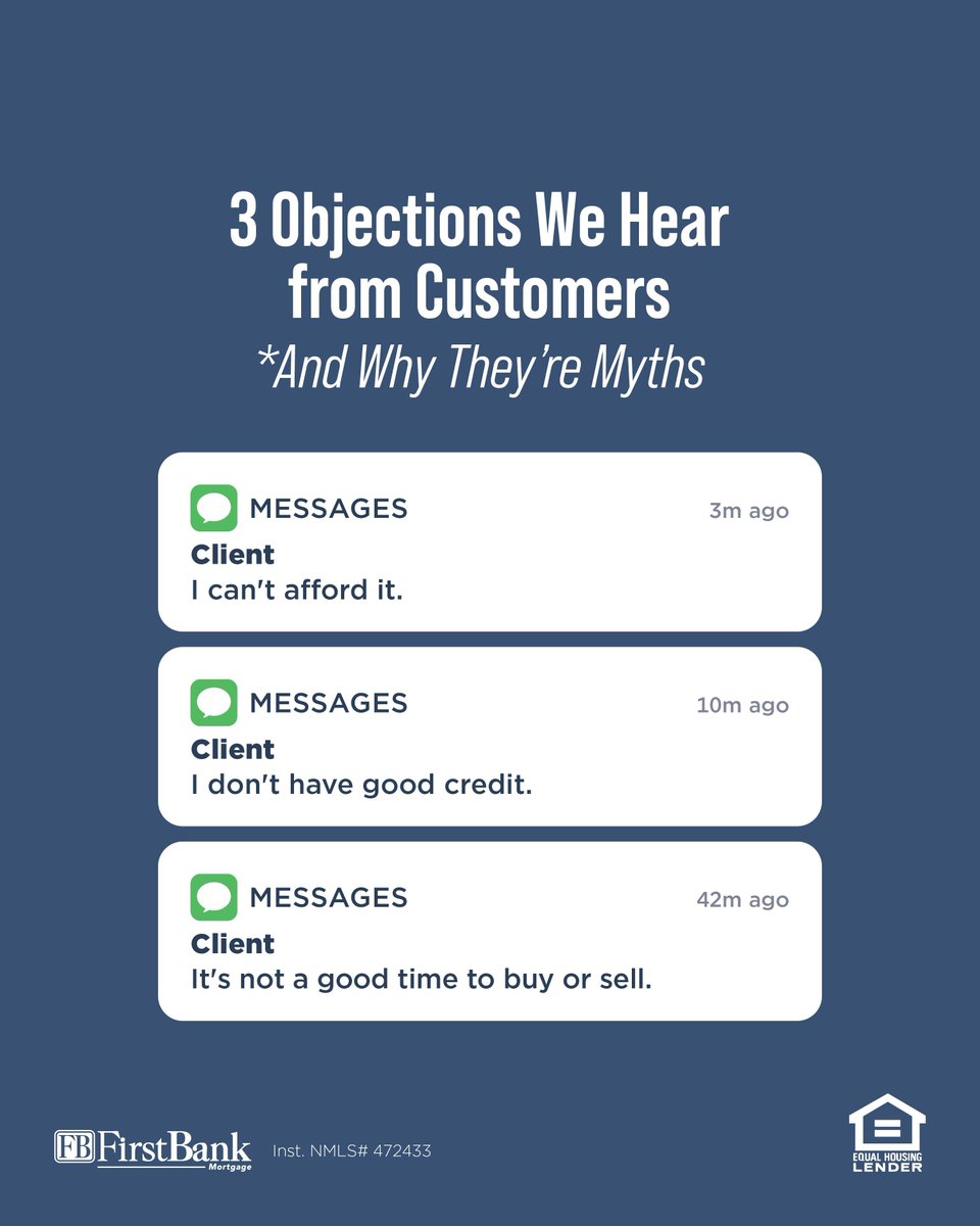 FBMortgage's tweet photo. We get it… buying a home can feel overwhelming. But some of the biggest reasons people don’t start the process are actually myths. 

Let’s chat through your options—you might be closer than you think! https://t.co/hRH5falO21