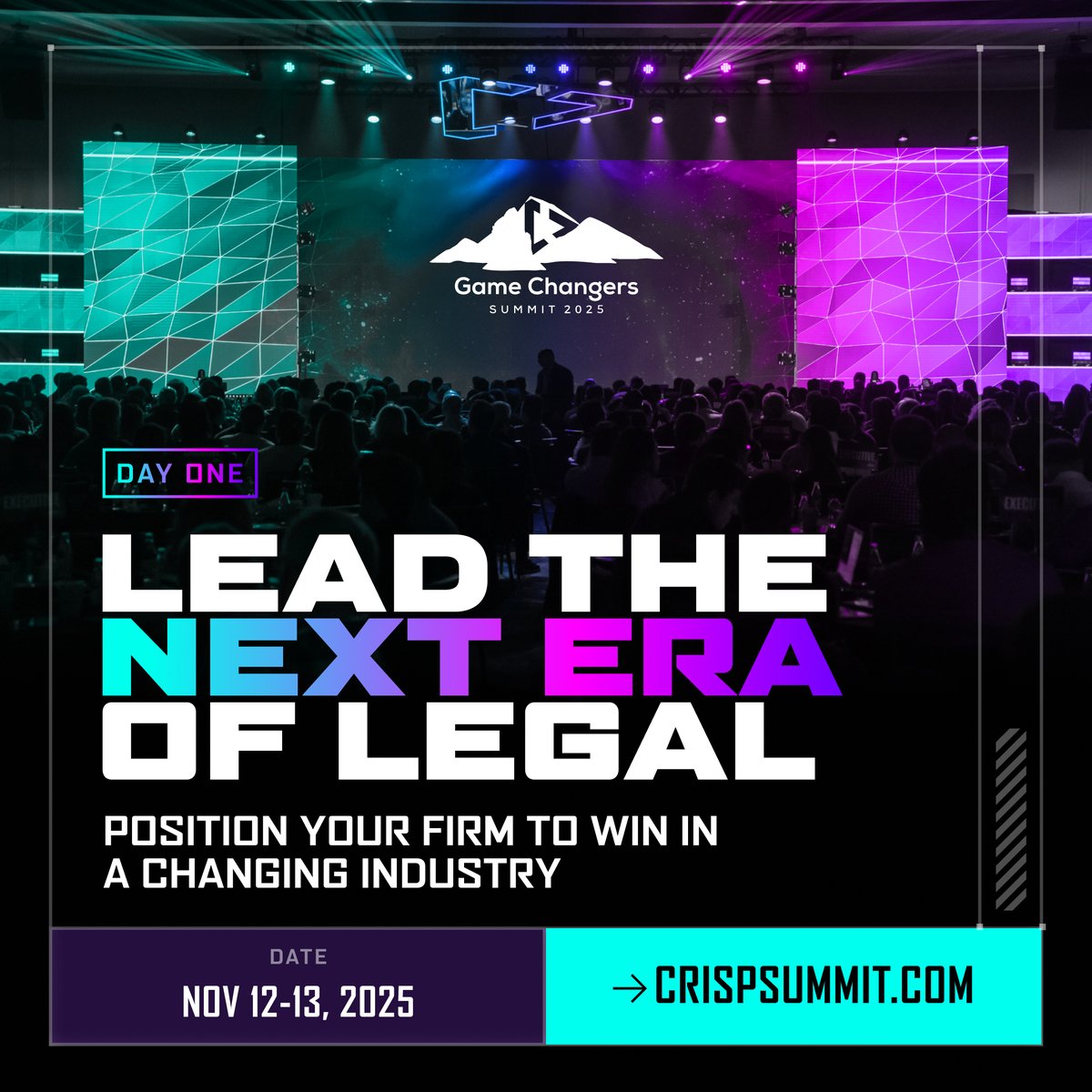 Day 1 = Lead the next era of legal.

AI, automation, marketing, growth, vision.

This is where momentum begins.

crispsummit.com
#CrispSummit