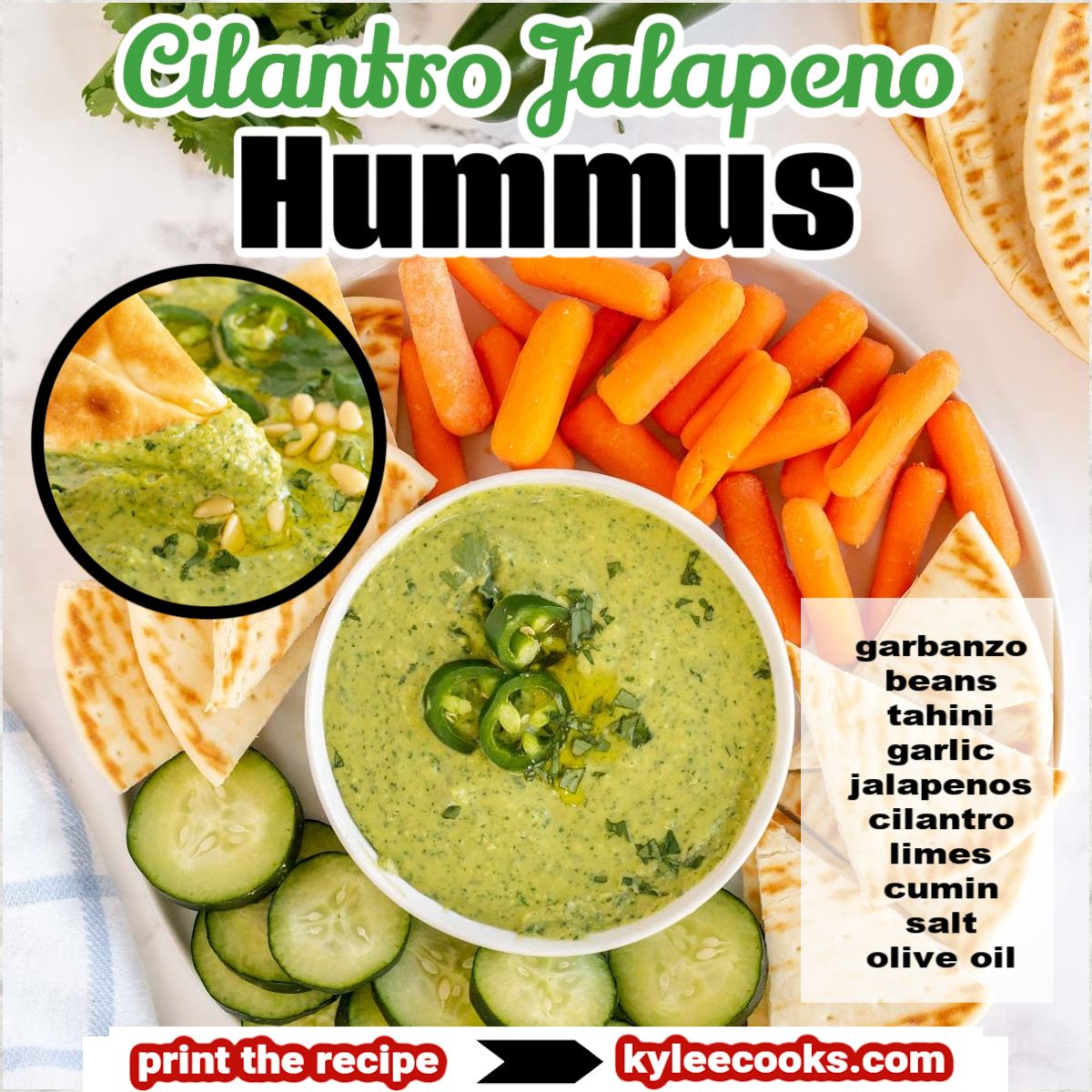 kyleecooks's tweet image. Spice up your snack game with Cilantro Jalapeno Hummus! Quick, easy, and delicious. 🌶️✨ #Cilantro #Jalapeno #Hummus #Recipe #KyleeCooks kyleecooks.com/cilantro-jalap…