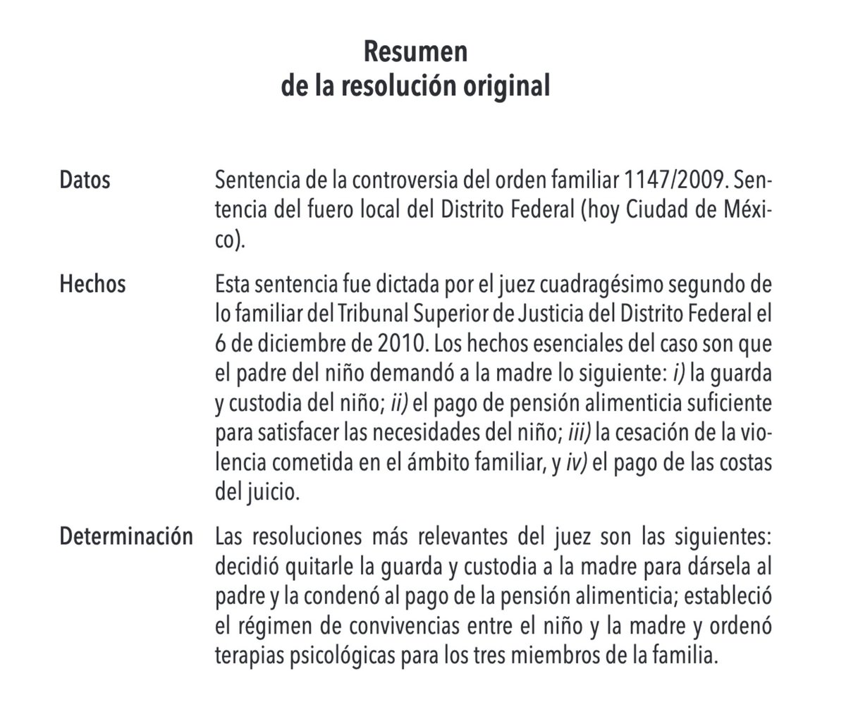 Este libro me lo obsequió una profesora del CEAD y me parece valioso. Les compartiré  algunas de las sentencias que analiza. Está disponible aquí  biblioteca.corteidh.or.cr/adjunto/39215

En el juicio familiar 1147/2009 del entonces Distrito Federal, el juez retiró la custodia a la madre y