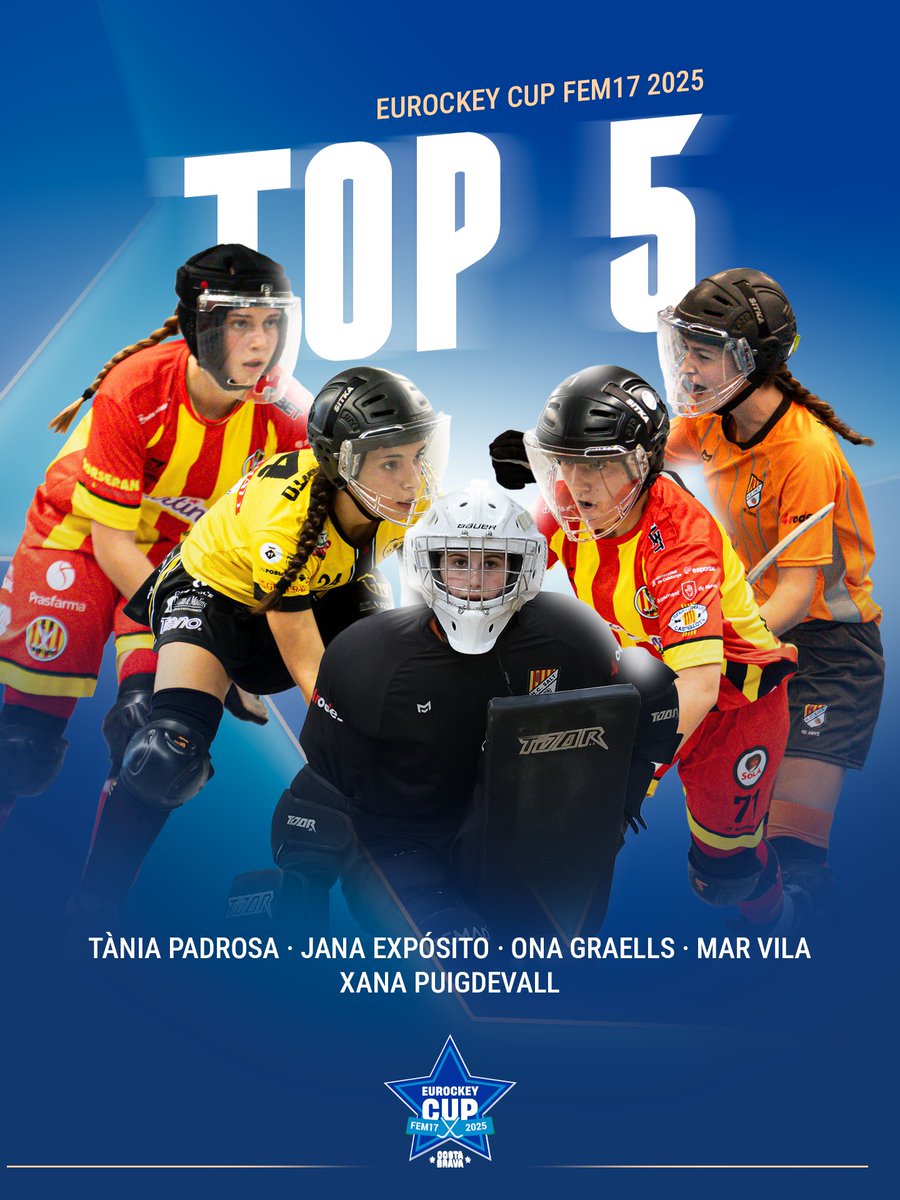 EurockeyCup's tweet image. 𝐓𝐎𝐏 𝟓 🌟

¡Este es el quinteto ideal de la competición!

𝐅𝐄𝐌𝟏𝟕
🧱 Xana Puigdevall
🌟 Tània Padrosa
🌟 Ona Graells
🌟 Jana Expósito
🌟 Mar Vila

Moltes felicitats! 💙

#BeTheNext #EurockeyCup