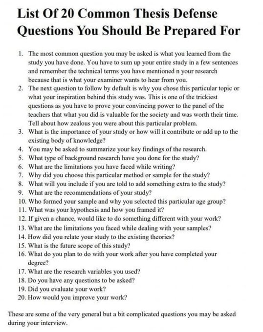 Thesis Defense – Simple Answers to 20 Common Questions  

- Thread-