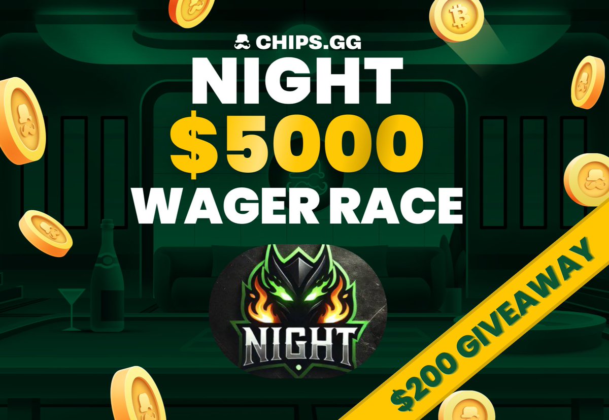 🎉Celebrating our new partnership with <a href="/chipsgg/">Chips.gg</a> 

🎁$200 Giveaway! 💸
👉10 person will win 20$ 💸

➡️How to enter:

⭕️Retweet + Tag 1 friend!

⭕️Sign-up with the link below and comment your LTC deposit address on site!
chips.gg/signup?r=night

🚨 5000$ monthly wager leaderboard