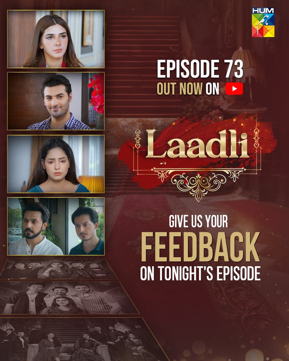 Humtvnetwork's tweet photo. Please Provide Your Valuable Feedback On Tonight's Episode Of Drama Serial #Laadli
Continue Watching Drama Serial #Laadli Daily At 7:00 PM, Only On #HUMTV
#Laadli #AsadMalik #BilalQureshi #SukainaKhan #ShameenKhan #Vaneeza #AliJosh #ArslanButt #AhsanAfzalKhan #ZainAfzal https://t.co/Nc60CiplXA