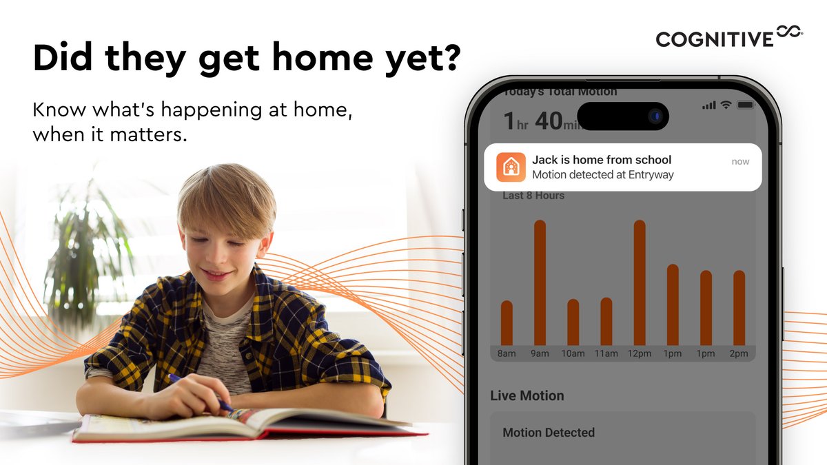 cognitiveSC's tweet image. What if you could know the moment your kid gets home from school? Wi-Fi Sensing gives you updates, so you&apos;re never out of the loop. cognitivesystems.com/wifi-motion/