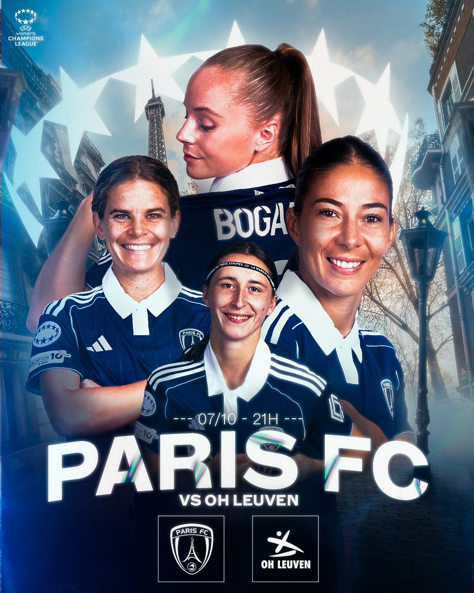 ✨ 𝑱𝑶𝑼𝑹 𝑫𝑬 𝑪𝑯𝑨𝑴𝑷𝑰𝑶𝑵𝑺 𝑳𝑬𝑨𝑨𝑨𝑨𝑨𝑮𝑼𝑬 🤩

Rendez-vous dès ce soir à Charléty pour notre premier match aller face aux joueuses belges de l'@ohlwomen 💪

🎟️ Il reste des places : billetterie.parisfc.fr

🔵⚪️ #CertifiéParis #ParisFC #UWCL