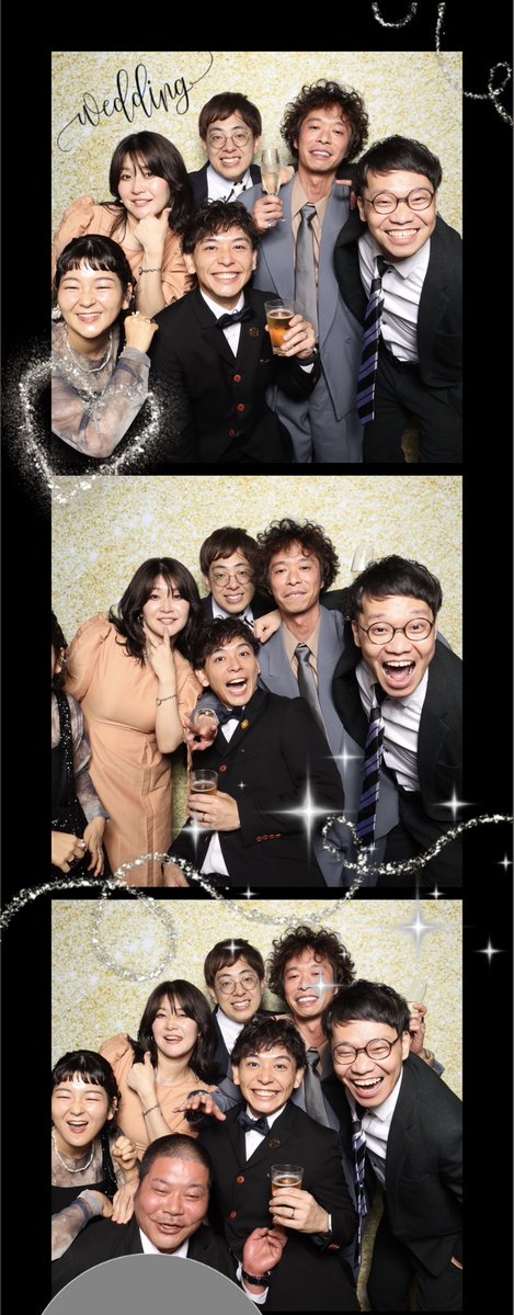 inadamiki's tweet image. しんちゃんさんの結婚パーティー参加させていただいたのですが素敵すぎました❣️😭
あと体感ね
純さん、友保さん、国崎さんがずっとプリクラ撮ってたんですけどわたしも4撮ってました😇めでたいからいいよねっ