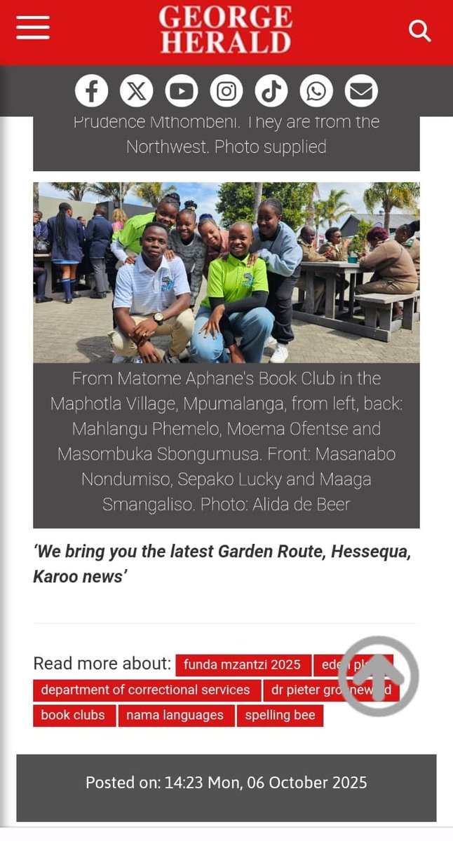 _MAEdu's tweet photo. Day 01:

#MAEdu Book Club are having fun at 15th Funda Mzantsi Championships 2025 in George, Western Cape. 

@DrJSMorokaLM @nkangaladm @GCISMpumalanga

@nalibalisa @NLSA1 @DCSROfficial
@Mpueducation

https://t.co/0BCHGvnVjw https://t.co/qPOILc5knA