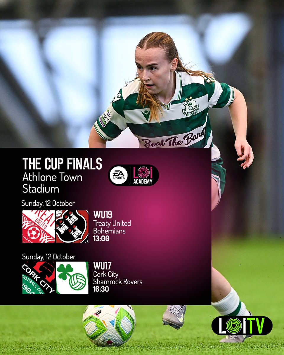 LeagueofIreland's tweet photo. We have our two remaining EA SPORTS LOI Academy Cup Finals!

Get down to the Athlone Town Stadium or watch live on LOITV. https://t.co/IljF7MXEHj