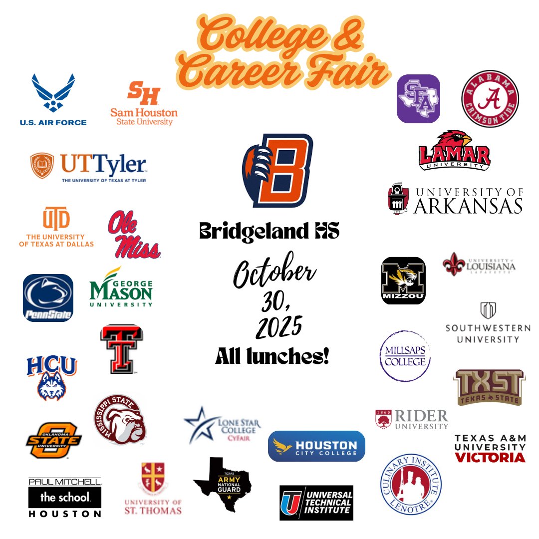 College Rush Week is coming the week of Oct. 27!
Get ready for spirit days, activities &amp; the big College &amp; Career Fair on Oct. 30! 🎓💼💪🏾Meet reps ready to help you level up your future!
#CollegeRushWeek #GoBears #FutureFocused #BridgleandBest