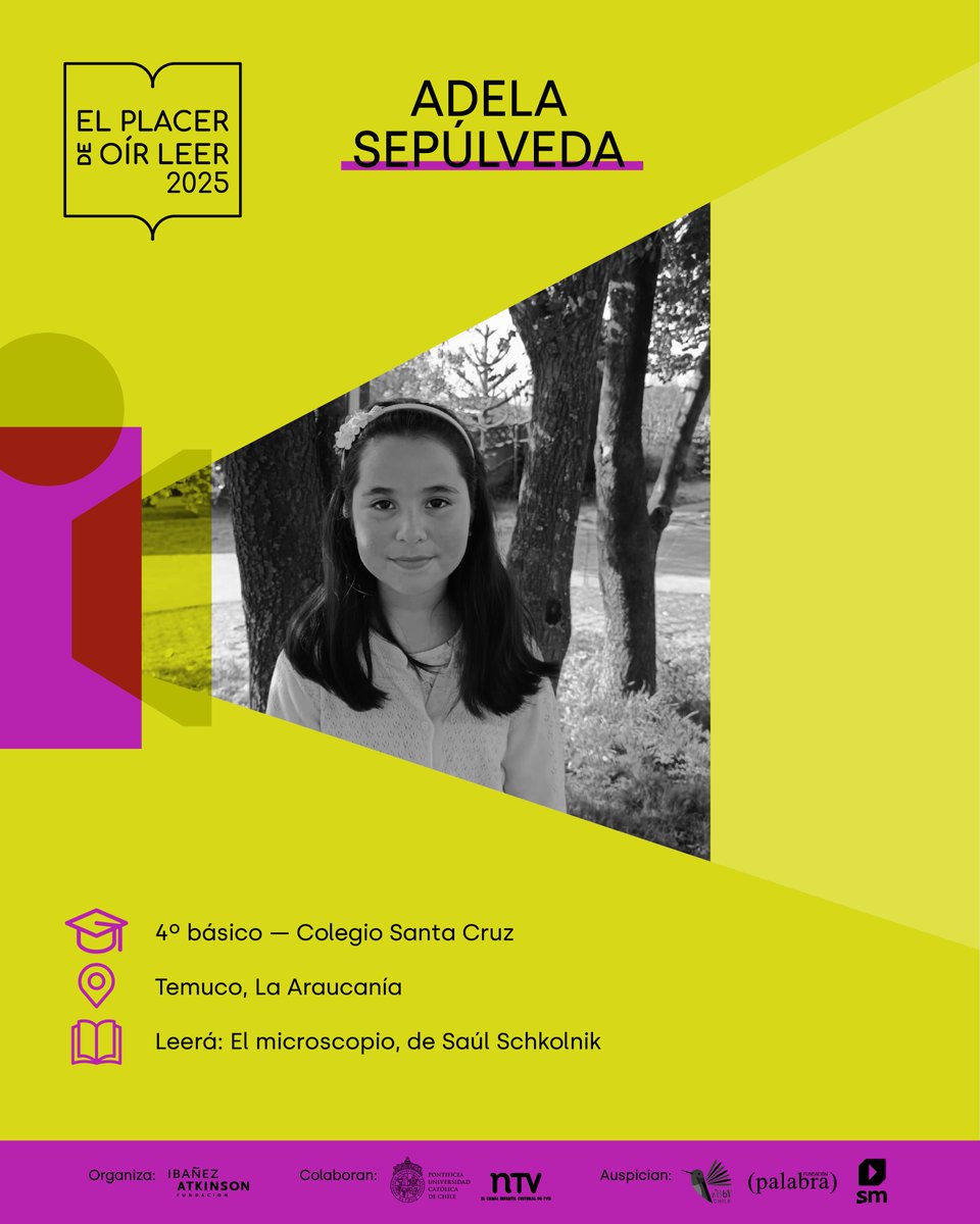 ¡Seguimos con las presentaciones rumbo a la Gran Final Nacional de #ElPlacerdeOírLeer! 📚🌟 La región de La Araucanía tendrá una gran exponente: Adela Sepúlveda, quien se está preparando con todo para brillar en esta competencia el 16 de octubre. ¡Le deseamos lo mejor! 👏👏👏