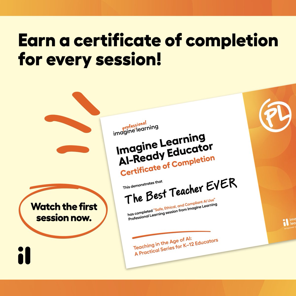 ImagineLearning's tweet image. Join Imagine Learning’s Professional Learning experts for a free, on-demand series that helps educators navigate the rapidly evolving role of AI in teaching and learning. 🌠
Hands-on exploration ensures you'll leave with actionable insights and an “Imagine Learning AI-Ready…