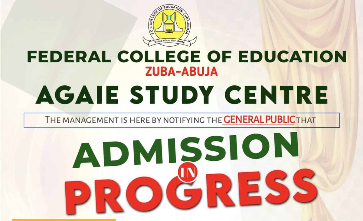 FCT College of Education, Zuba (Agaie Study Centre) Admission Form for 2025/2026 Academic Session 

Learn more — myschoolgist.com/ng/fct-coe-zub…