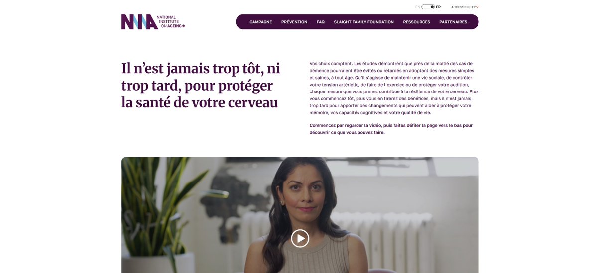 NIAgeing's tweet image. 📢 Aidez-nous à faire passer le message!
La campagne « Petits pas, grands résultats » de l'INV encourage les Canadiennes et les Canadiens à prendre des mesures concrètes et fondées sur la recherche pour protéger leur santé cérébrale et réduire le risque de démence. En…