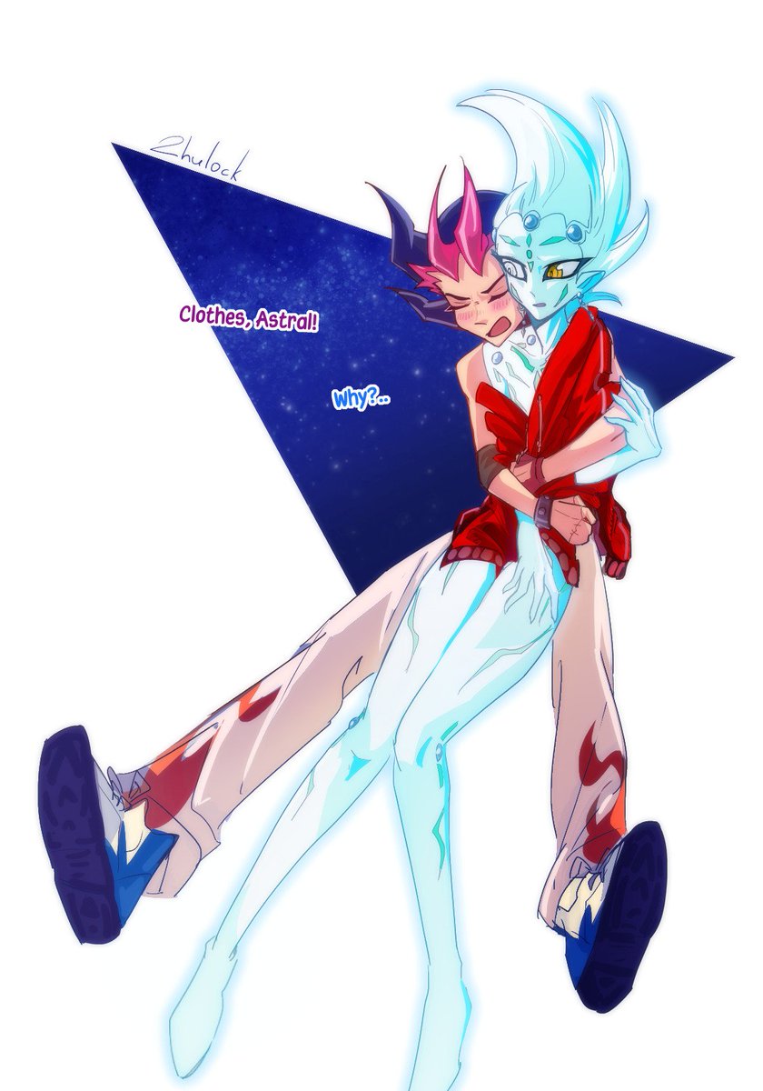 zhulock's tweet image. I think about how Yuma always accepted the fact that Astral was flying around naked without question, like "OK, a ghostly things"

And then he gets to the Astral World and realizes that Astral was just a nudist all along

#yugiohzexal #keyshipping