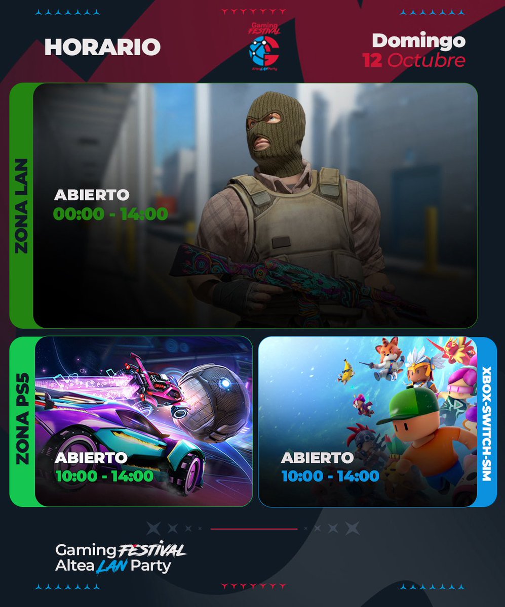 AlteaLanParty's tweet photo. ¡Este será el calendario de la #ALP25! 📅

Las actividades podrían estar sujetas a cambio. ¿Quién sabe si añadiremos algún torneo más?

¡Se viene un finde lleno de sorpresas! https://t.co/YUZVDoq8Iz