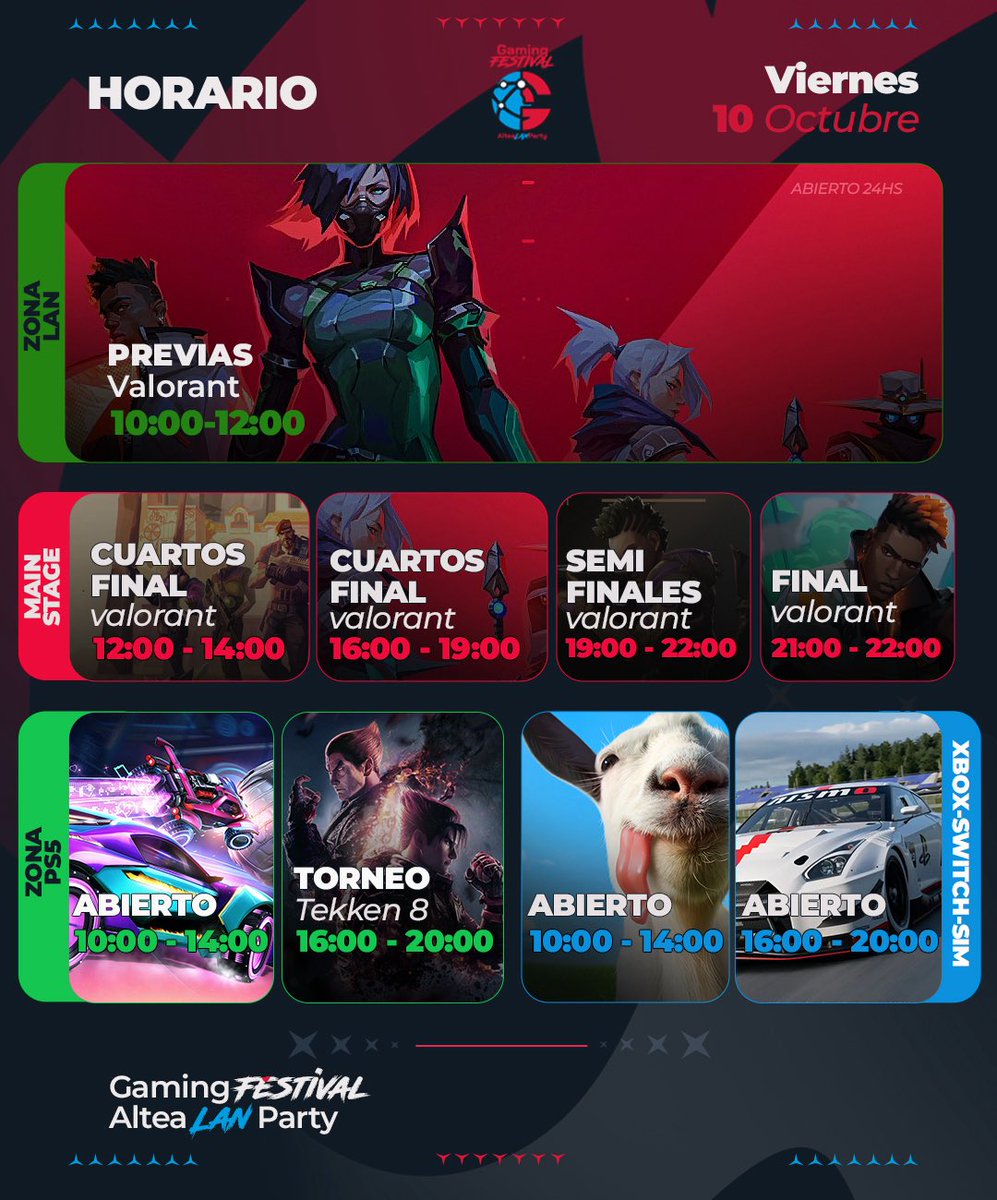 AlteaLanParty's tweet photo. ¡Este será el calendario de la #ALP25! 📅

Las actividades podrían estar sujetas a cambio. ¿Quién sabe si añadiremos algún torneo más?

¡Se viene un finde lleno de sorpresas! https://t.co/YUZVDoq8Iz