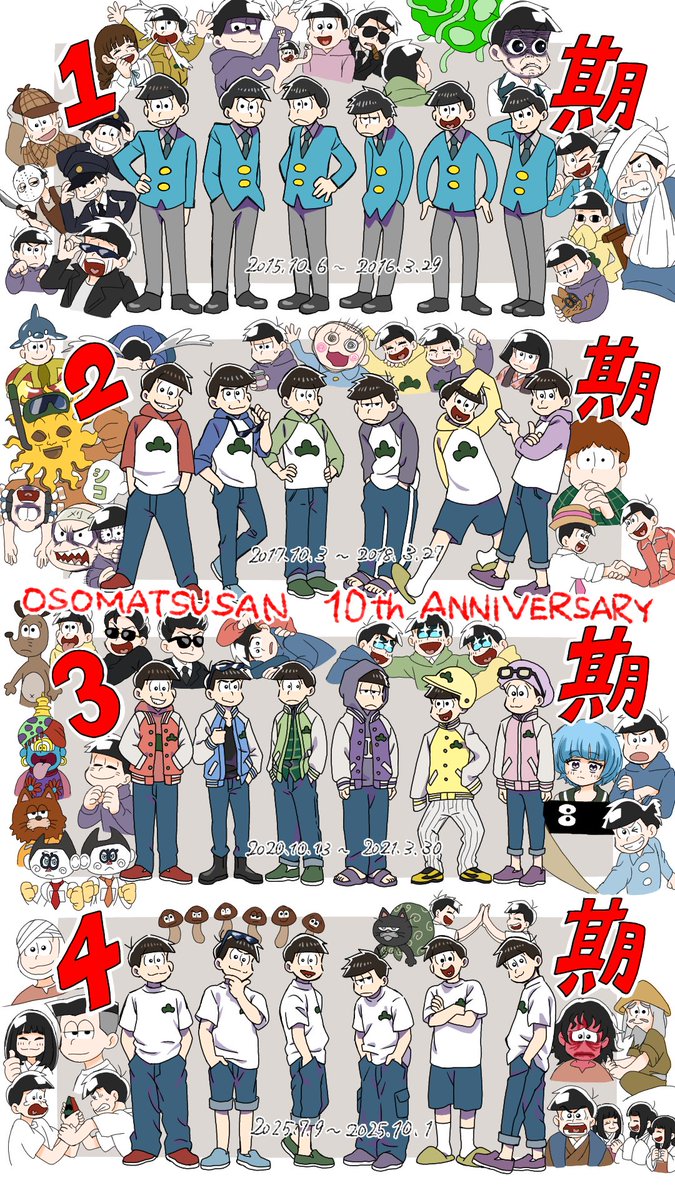 ギリギリ間に合ったー！！
10周年おめでとうございます！！🎉✨
おそ松さんに出会えて本当に良かった！！
これからもずっと追い続けます！！
 #おそ松さん１０周年ありがとう