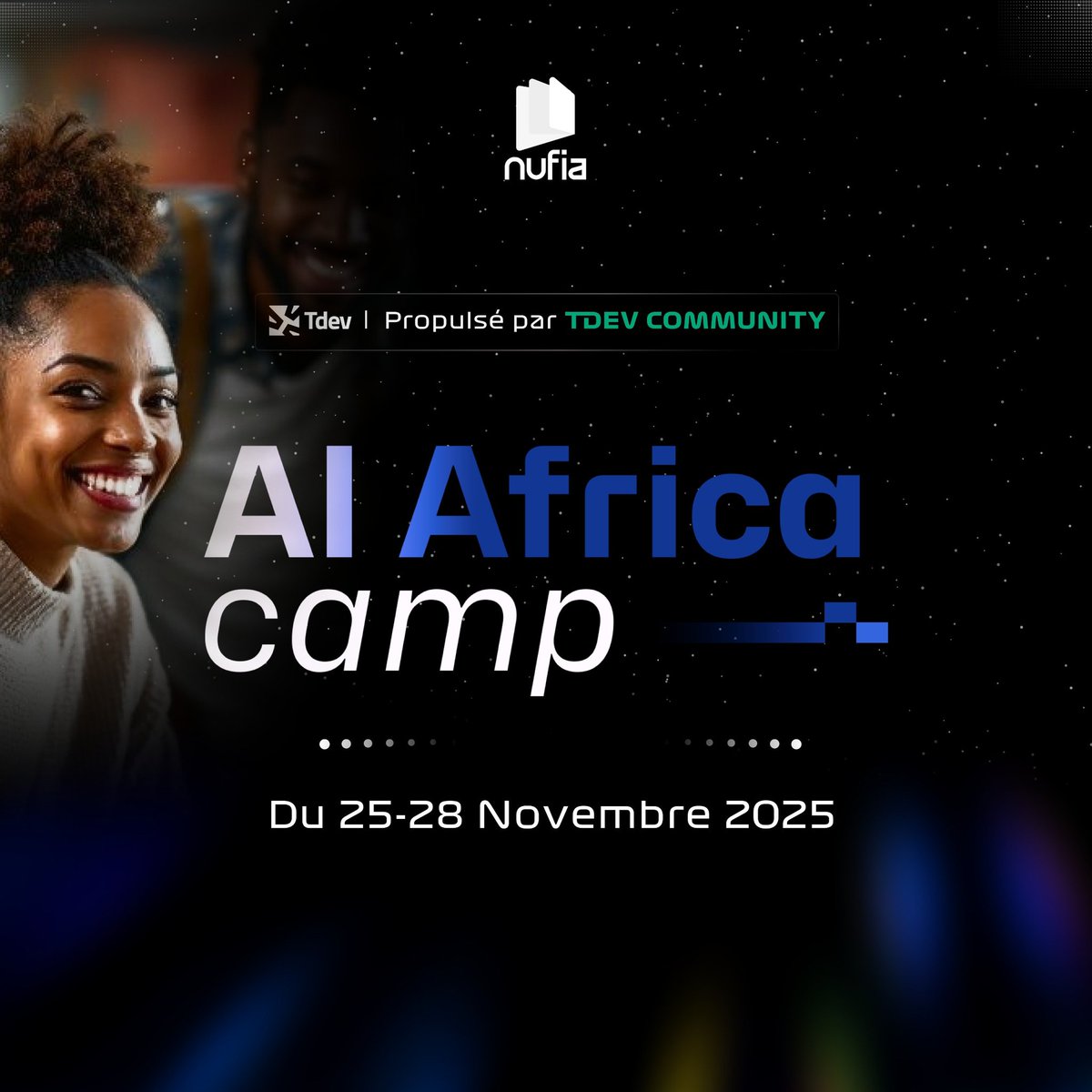 tdevorg's tweet image. L&apos;innovation et toute sa famille appellent l&apos;Afrique.
 
Tout un programme vous attend du 25 au 28 novembre 2025 à l&apos;AI Africa camp.

Commencez par l&apos;intégrer à vos agendas.

#TDEV #TgTech #Tech #Nufia #Edtech #IA #IntelligenceArtificielle #Formation #Afrique