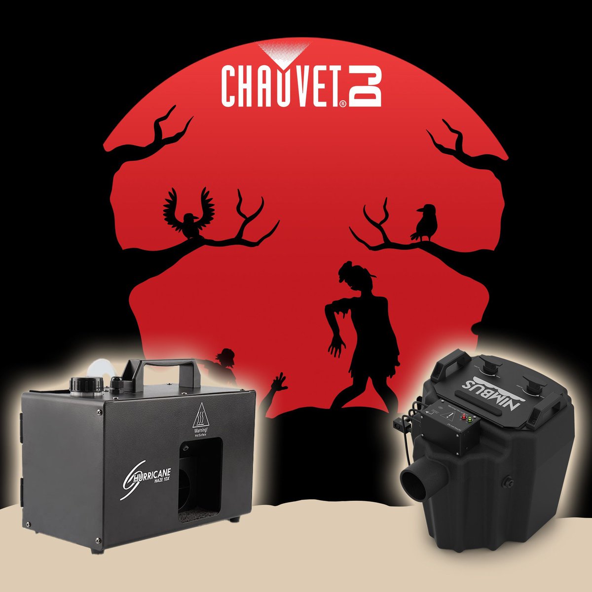 Create the ultimate immersive scare this season with powerful atmospheric effects from Chauvet DJ. Whether it's the creepy ground cover from the Nimbus or the beam-enhancing haze from a Hurricane, we have what you need to bring your haunted vision to life.

#HalloweenEffects