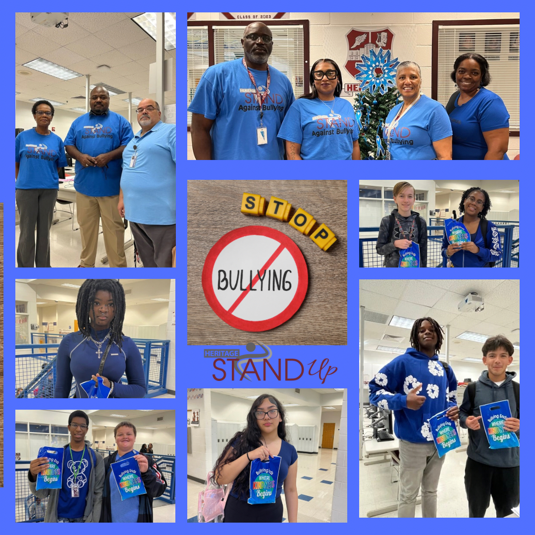 HeritageHS's tweet photo. The #5800Family is STANDING UP against Bullying.
#STANDNNPS #STANDHHS
#NNPSPROUD #BlueUp https://t.co/Axbpgi4nDy
