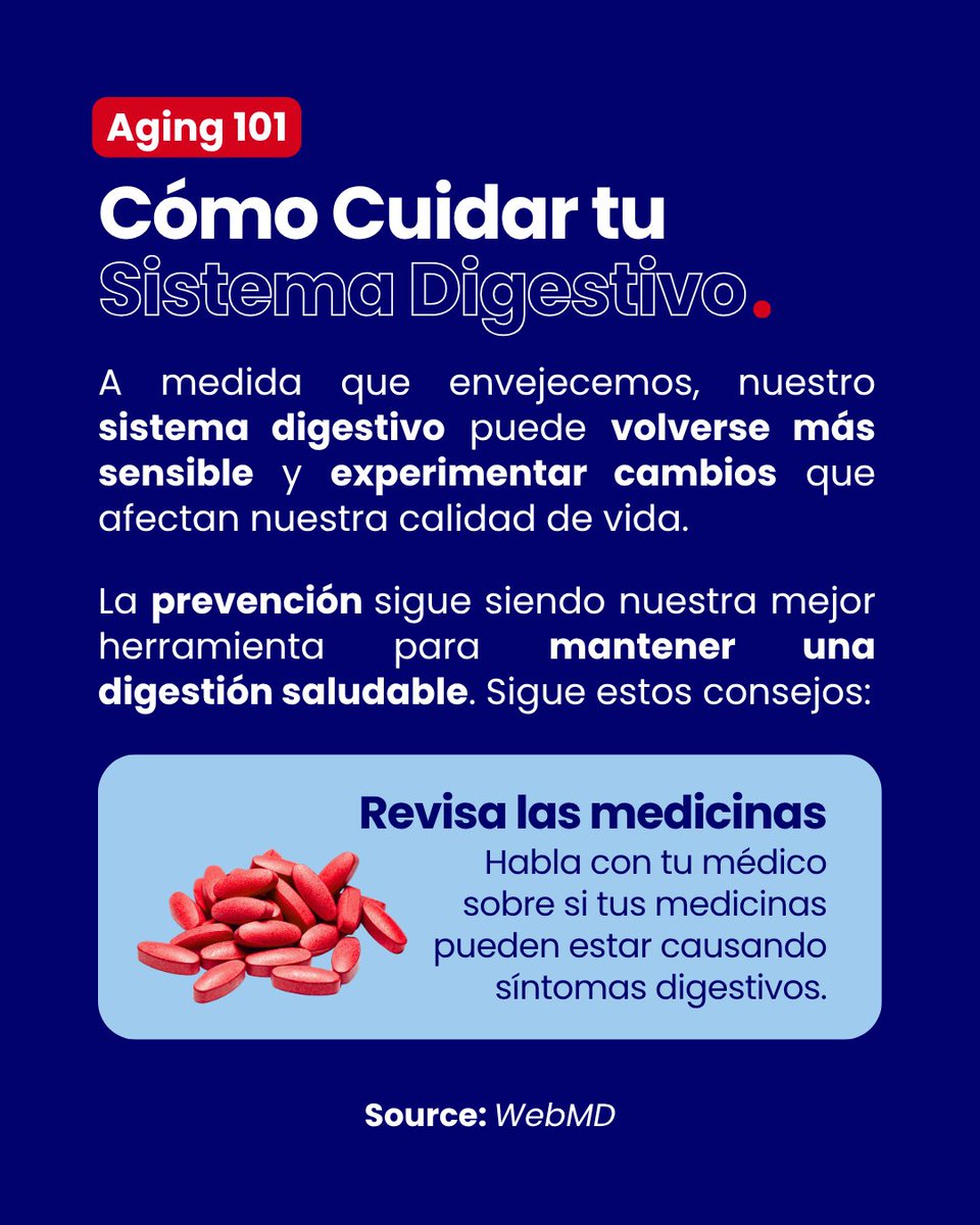 NHCOA's tweet photo. #Aging101 | Los problemas #digestivos relacionados con la edad se pueden prevenir. 🧑⚕️
Los expertos coinciden en que los hábitos que benefician nuestra salud también son fundamentales para mantener un buen sistema digestivo.
Sigue estos 4⃣ consejos para cuidar tu digestión☑️ https://t.co/3sQARViO4M