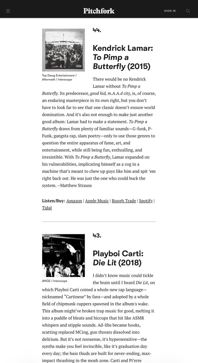 Alguém lá de dentro da Pitchfork tem treta com o Kendrick pra isso ter acontecido