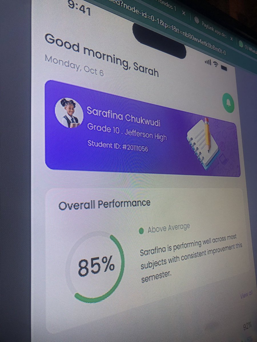 Uikelvin007's tweet photo. Yo chat!! Designing a app that lets parents track their children progress in school…..😌🔥
#uiuxdesign #EducationMatters #edutrack #Designship2025 https://t.co/KvpxJ0Eb5o