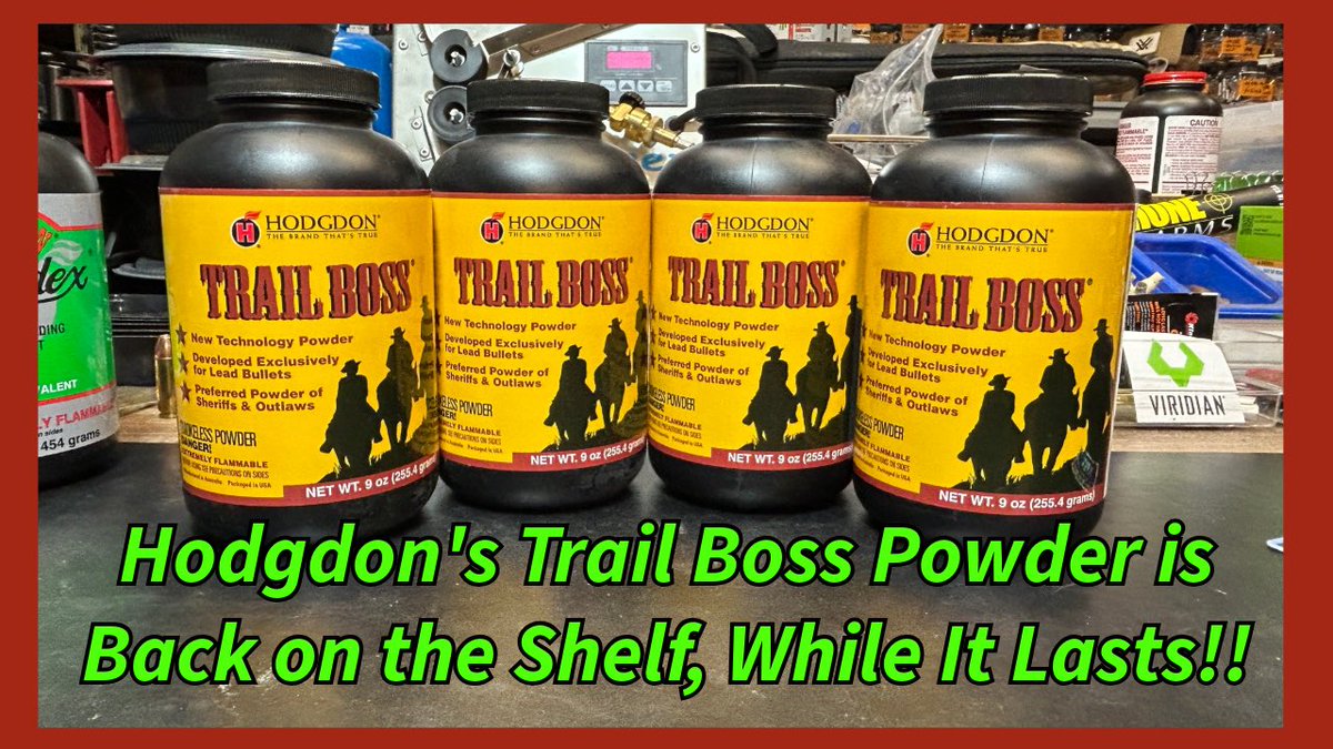 KyRangeTime's tweet image. Hodgdon's Trail Boss Powder has Made Its Long Awaited Return to the United States, Sept 2025 !!!
youtu.be/a74KpxqIm5Q