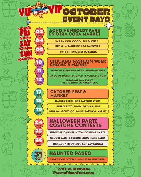 jacprcc's tweet photo. ๐ October is packed with fall fun in Barrio Borikรฉn! Enjoy live music, local eats, fashion, artisan markets, and more, all building up to the thrilling Haunted Paseo on Halloween night! ๐ป
#FallEvents #PaseoBoricua #BarrioBoriken #HumboldtPark #PuertoRicanCulture #ChicagoEvents #HauntedPaseo #Halloween