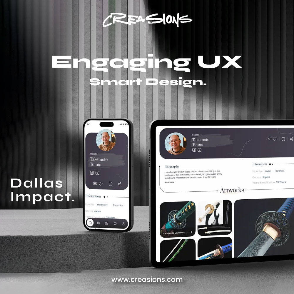 creasionsllc's tweet image. Your Dallas customers deserve design that delights. Creasions delivers websites where beauty meets function.

Website: creasions.com
Phone Number: 469-854-3814
Email: Connect@creasions.com

#CreasionsDigital #DallasWebDesign #UXUIDesign #UserExperience #TopDesignAgency