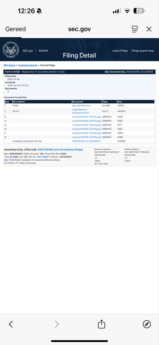 ODB123's tweet photo. $GME-🤣🤣🤣Title reads: “Project Genesis ... Ex 4.1 Warrant Agreement.”
They literally named it Project Genesis.
The rebirth arc just went federal. 🧨
Bravo 👏 Bravo 👏
#GME #Warrants #ProjectGenesis #MOASS #TeddyTime https://t.co/LidgyL80Gy
