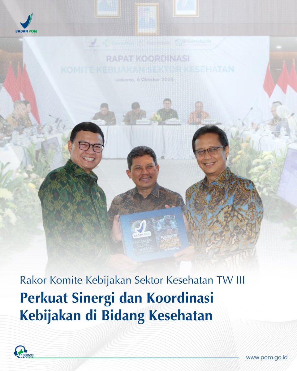 BPOM_RI's tweet photo. #SahabatBPOM, hari ini BPOM untuk pertama kalinya di tahun 2025 menjadi tuan rumah Rapat Koordinasi Komite Kebijakan Sektor Kesehatan (Rakor KKSK). https://t.co/8wyfwDhr18