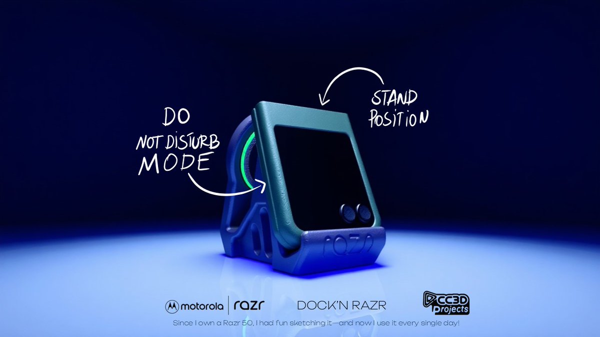 CC3DProjects's tweet photo. Finally, I can charge it or just chill it there 😎
My custom stand for the Motorola Razr 50 — MagSafe compatible, desk-friendly, and super slick.
What do you guys think?
https://t.co/DbolQFJJ5C
#motorolarazr50 #magsafe #standdesign #3dprint #techlover❤️ #motorola #cc3dprojects https://t.co/o5HAiqFPns
