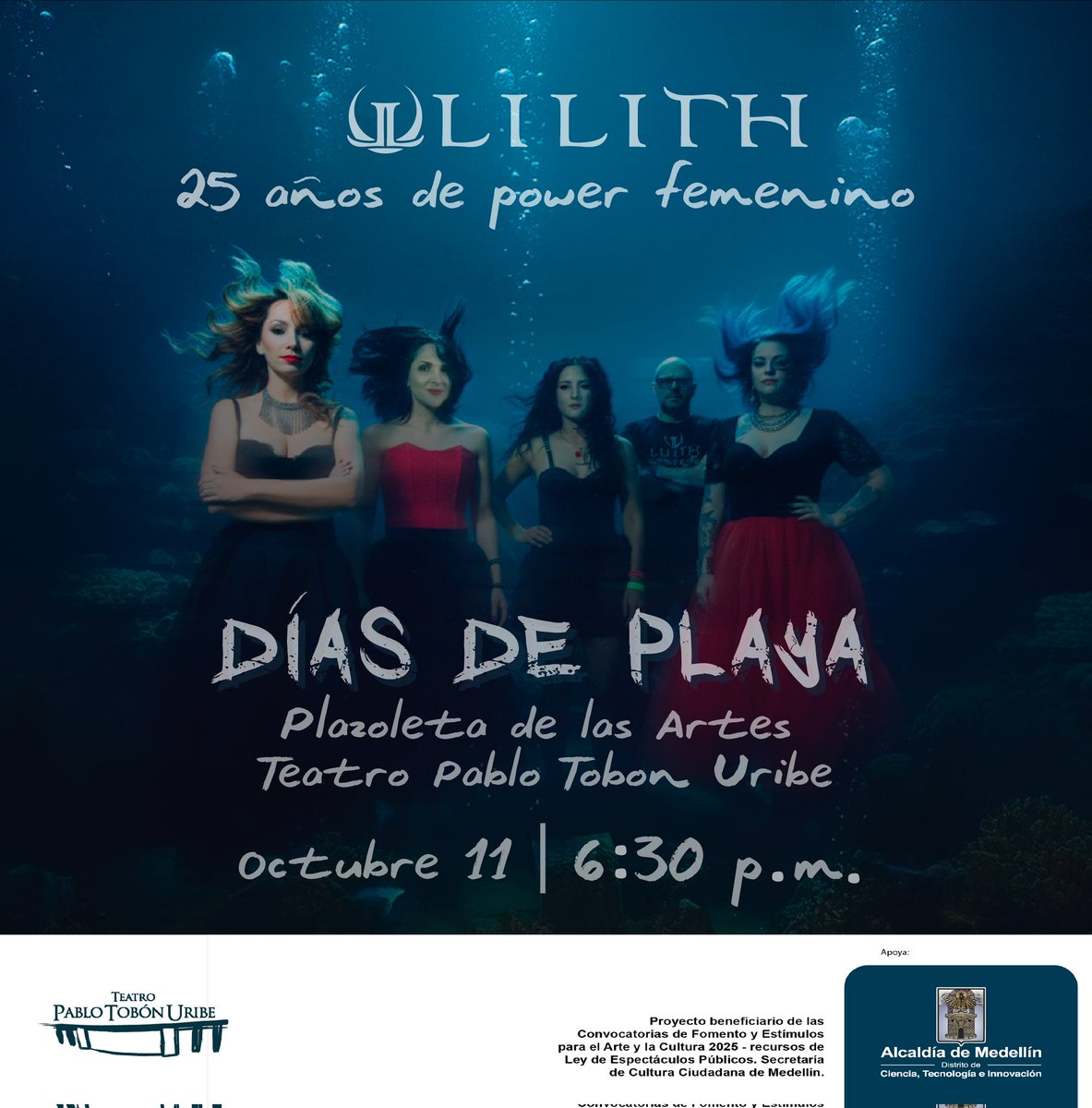 lilithcolombia's tweet photo. Empezamos una semana llena de rock and roll🤘🏻🔥💜 
Les esperamos este sábado 11 de octubre a las 6:30 PM en la Plazoleta de la Artes del @Teatropablot en Días de Playa 🫶🏻 https://t.co/hl50HdMUd8