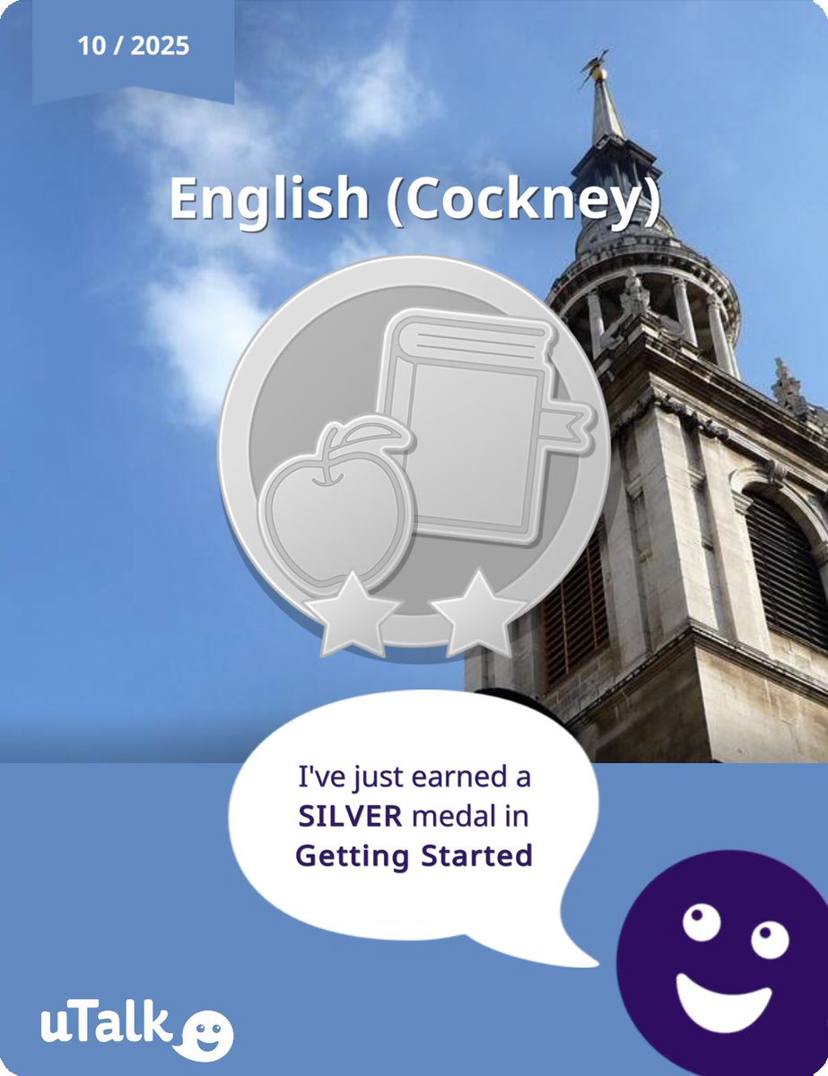 I am learning to speak English (Cockney) with uTalk. Join me and you can learn to speak any of 150+ languages. uta.lk/app