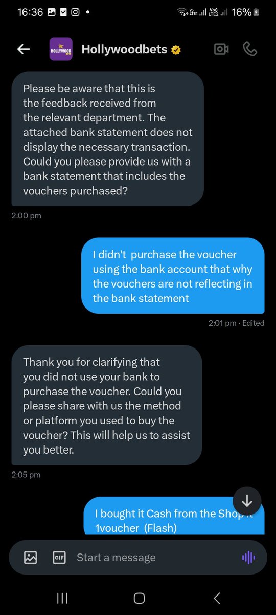 Sinhlee_M's tweet photo. @Hollywoodbets Hollywoodbets you're a Scam you suspend my account with 5k, your consultant said I must send a bank statement show the vouchers that I purchased, it won't show in my bank statement coz I purchased the voucher cash and I sent the proof of receipt of the vouchers it been 4 months https://t.co/XLktiuHPsE